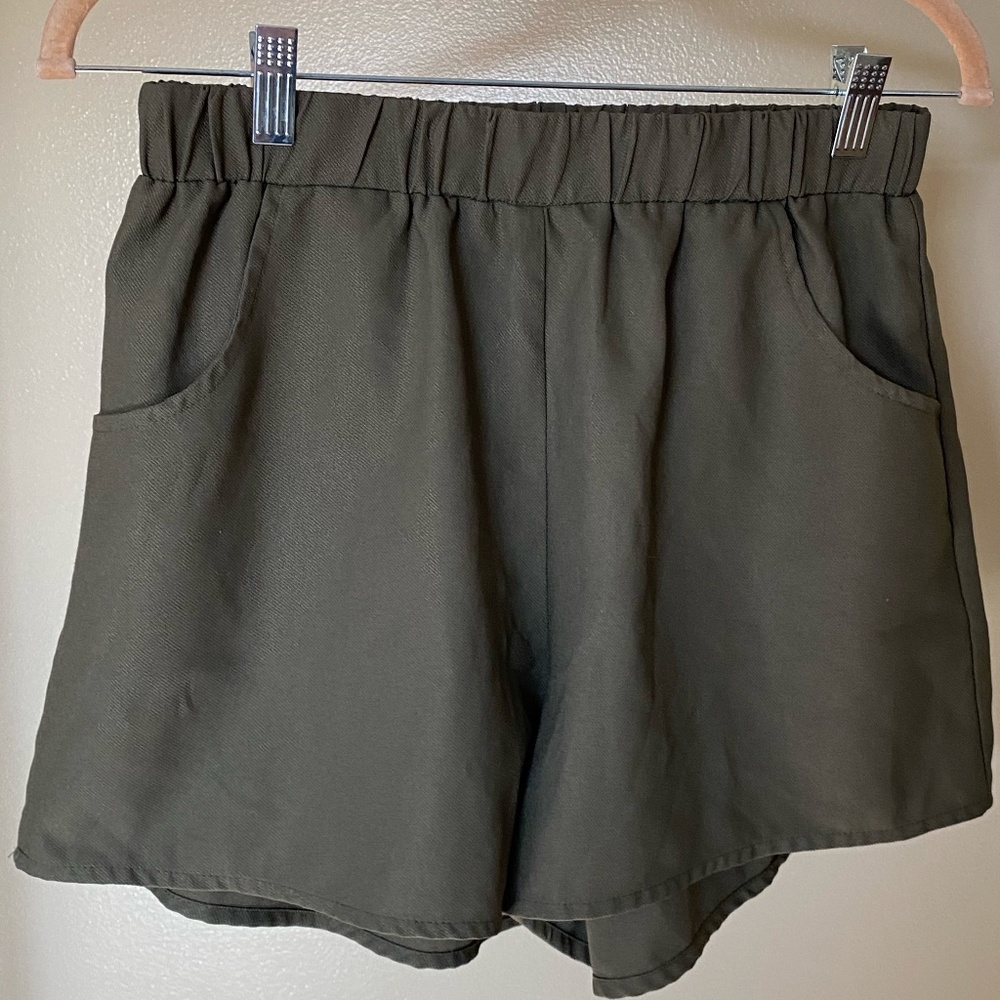 Olive Green High Waist Shorts